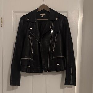 Topshop Black Leather Biker Jacket